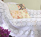 White Cotton Crocheted Lace Bedspread (tx590)